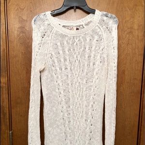 medium Mesh Sweater, white, long in length